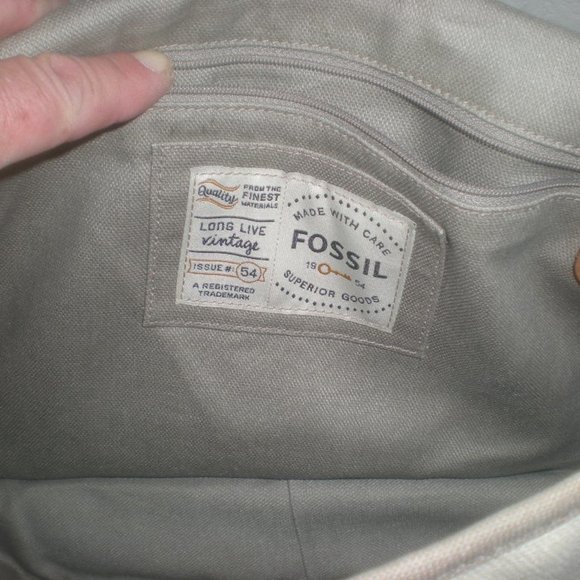 FOSSIL Brand  Computer Electronics  Book  Bag Messenger  Tan - Picture 9 of 11